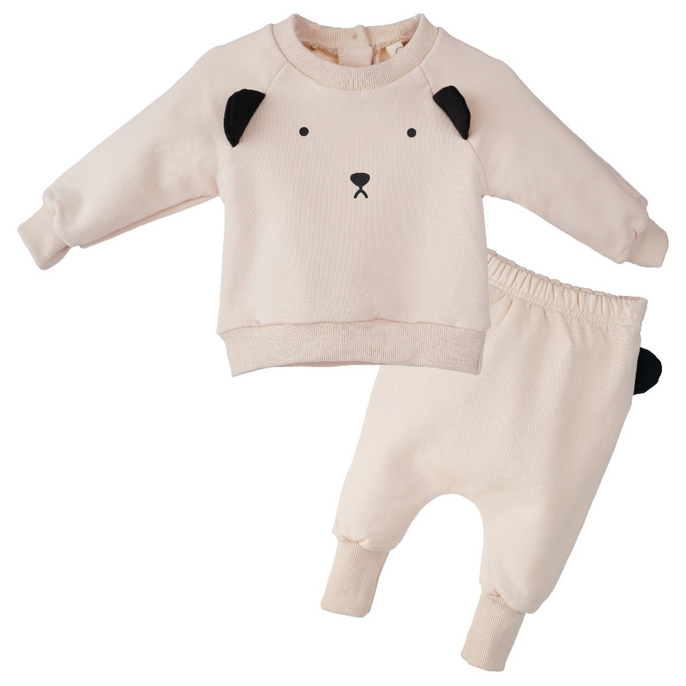 Baby Puppy Printed Fleece Tracksuit Beige
